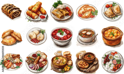 CUISINE SET IN COLOR STYLE, POLAND CUISINE SET IN COLOR STYLE