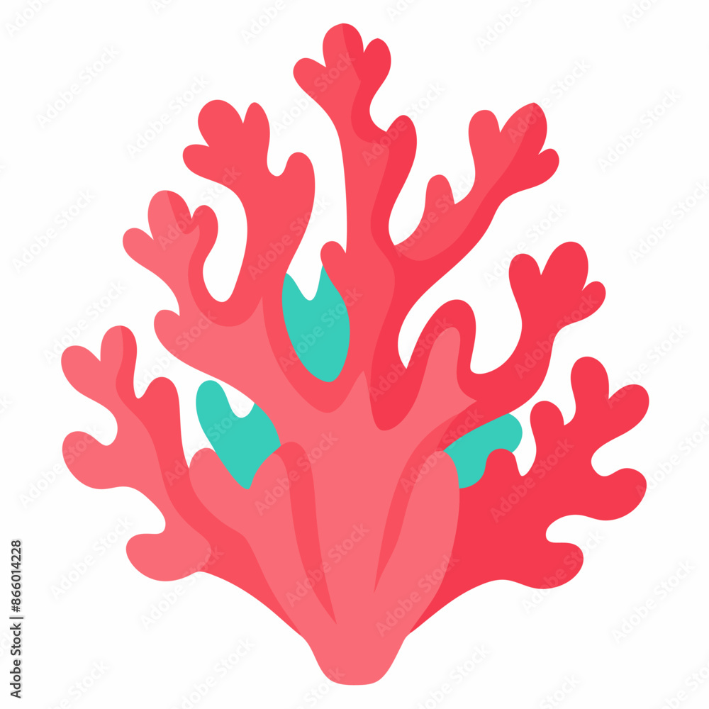 Red coral icon on white background shows beauty and simplicity Red coral icon on white background shows beauty and simplicity