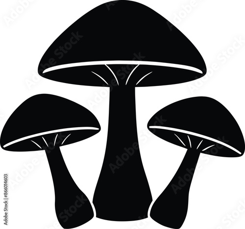Big collection of mushrooms silhouette. Vector illustration large set of mushroom