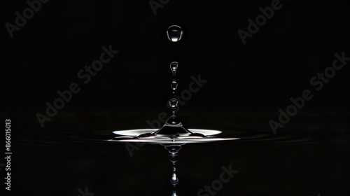 A single drop of water against a black background.