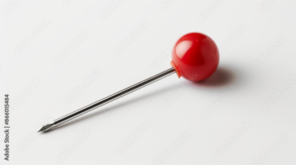 A single pushpin against a white background. A single pushpin against a white background.