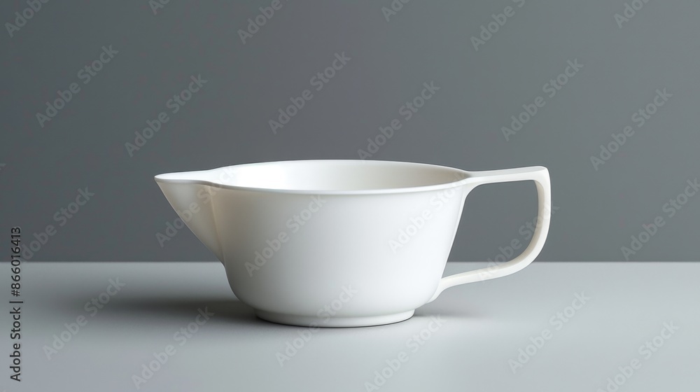 A single measuring cup with a handle, against a gray background. A single measuring cup with a handle, against a gray background.