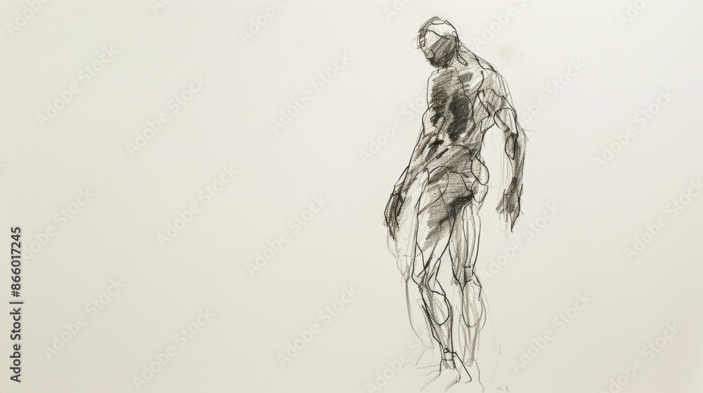 custom made wallpaper toronto digitalA single drawing of a human figure, against a white background.