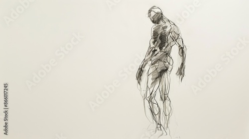 Wallpaper Mural A single drawing of a human figure, against a white background. Torontodigital.ca