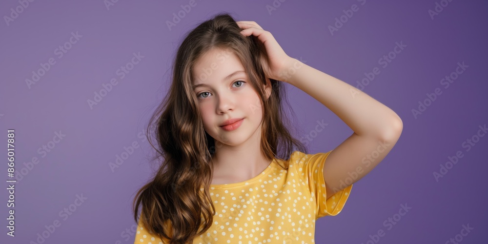 A charming portrait of a pretty brunette girl, radiating youth and positivity in a studio setting. A charming portrait of a pretty brunette girl, radiating youth and positivity in a studio setting.