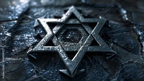 Star of David Symbol on Dark Background. Jewish Identity, Faith, and History