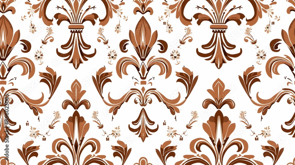 Fleur de lis pattern, white and brown Fleur de lis pattern, white and brown