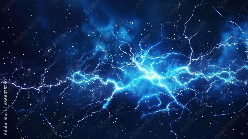 Abstract Lightning Storm in the Night Sky