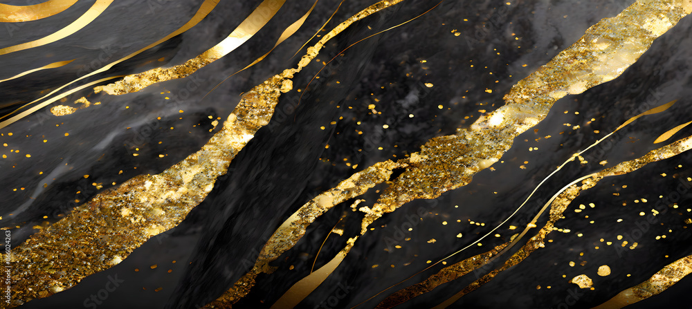 digital texture with black marble speckled with delicate gold flecks. Highlight the contrast. Generative AI. digital texture with black marble speckled with delicate gold flecks. Highlight the contrast. Generative AI.