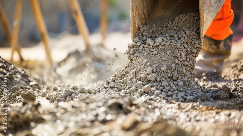Sand and cement are being combined on a construction site Sand and cement are being combined on a construction site