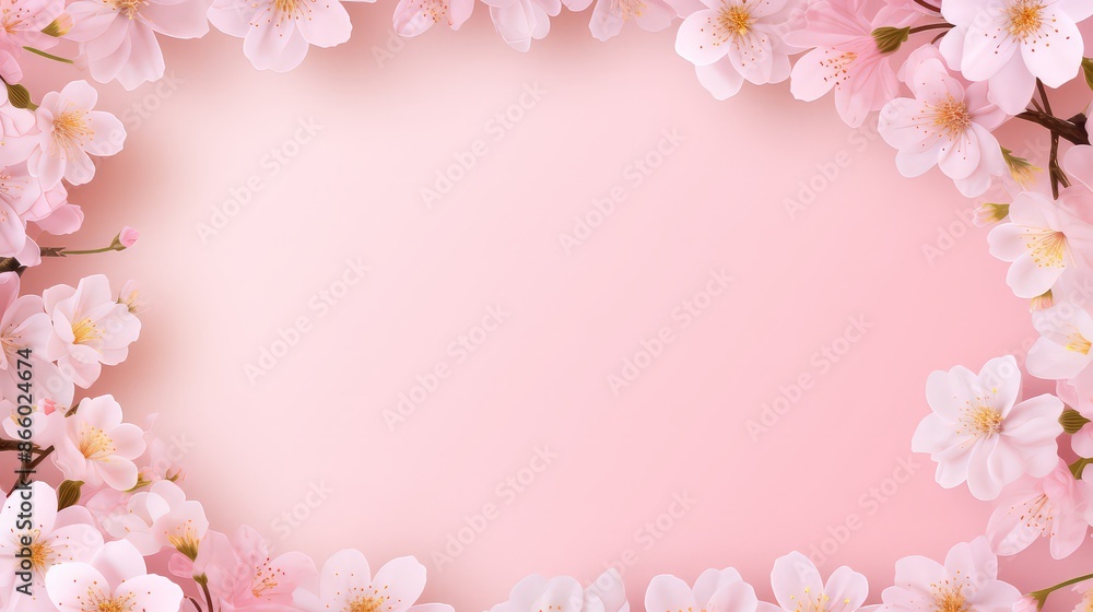 Pink Cherry blossom Illustration. Frame of Sakura Cherry Blossoms Spring flower Pink Cherry blossom Illustration. Frame of Sakura Cherry Blossoms Spring flower