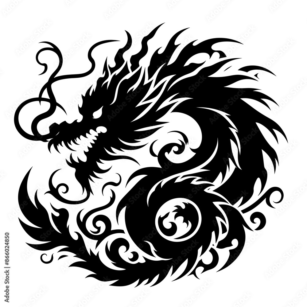 silhouette illustration of a artistic Dragon vector silhouette illustration of a artistic Dragon vector