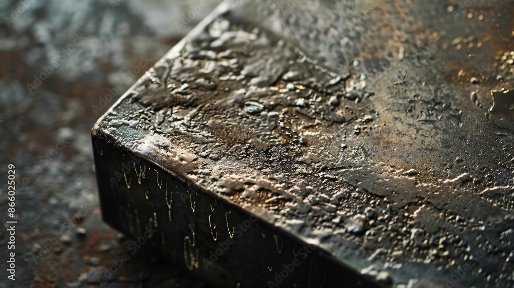 A close-up of a piece of metal with a textured surface, highlighting the industrial and metallic aesthetics. A close-up of a piece of metal with a textured surface, highlighting the industrial and metallic aesthetics.