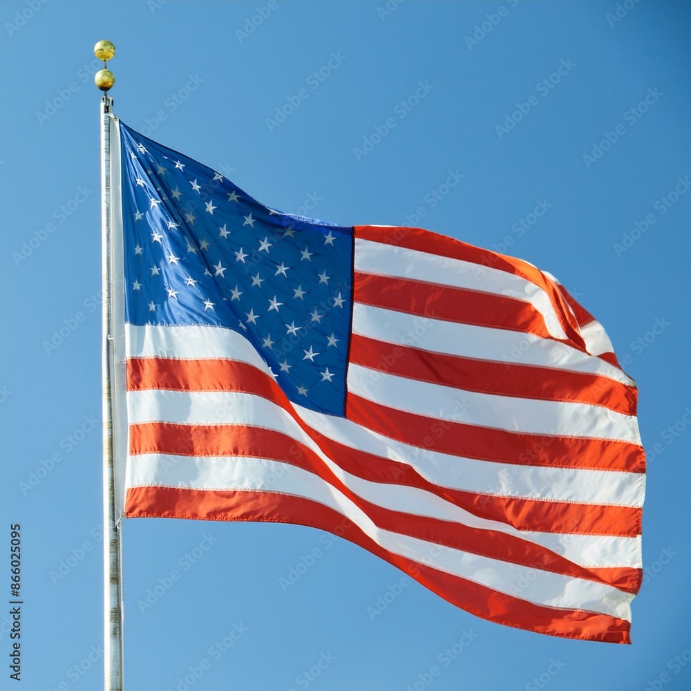 American flag clear sky background, American Independence Day, 4th of July American flag clear sky background, American Independence Day, 4th of July