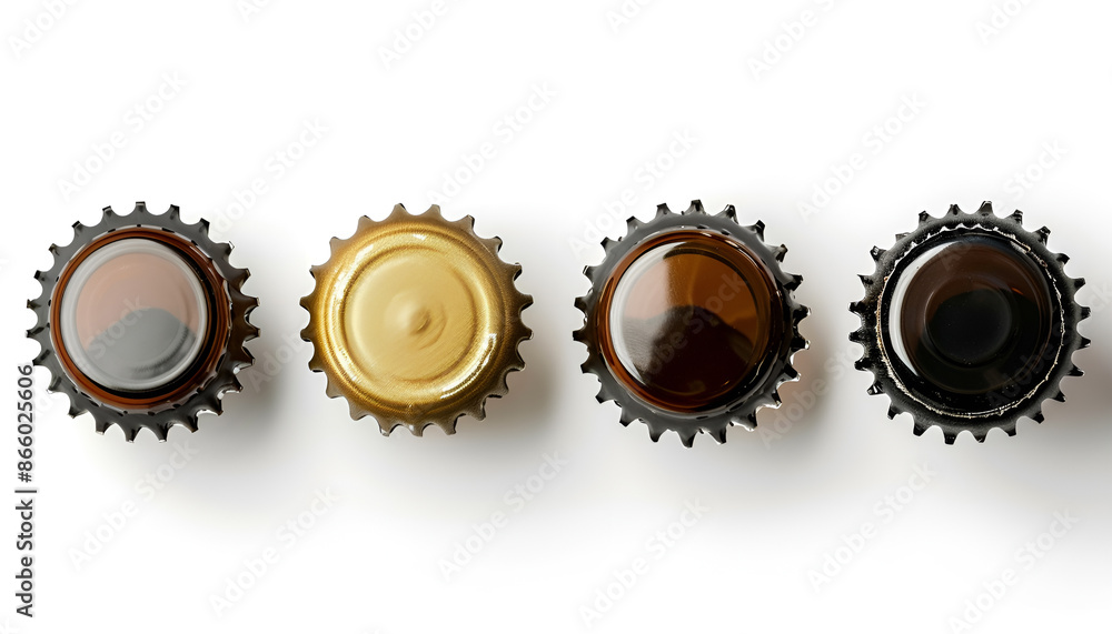 Beer bottle cap isolated on white, different sides Beer bottle cap isolated on white, different sides