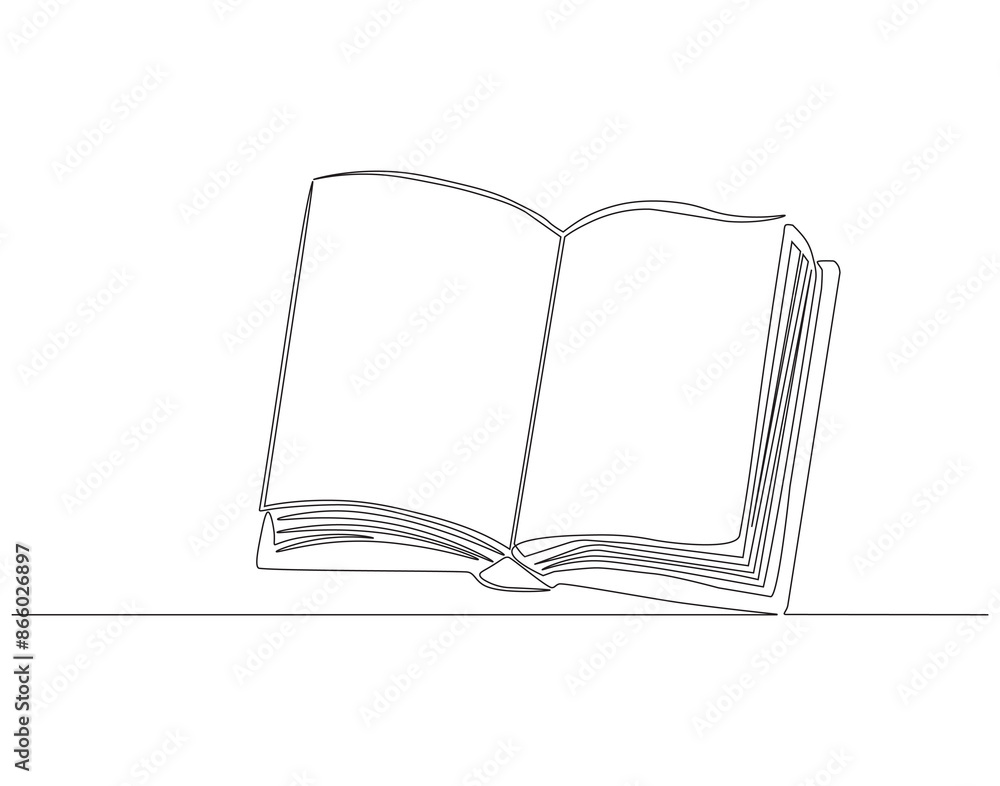 Continuous one line drawing of opened book. One line drawing illustration of book. Education book, idea, school and intelligence concept line art. Editable outline. Continuous one line drawing of opened book. One line drawing illustration of book. Education book, idea, school and intelligence concept line art. Editable outline.