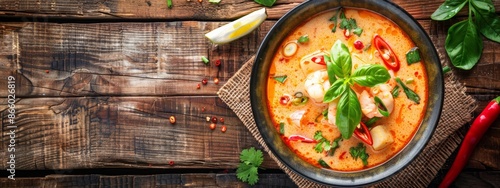 Traditional Thai soup - Tom yam, spicy asian food photo