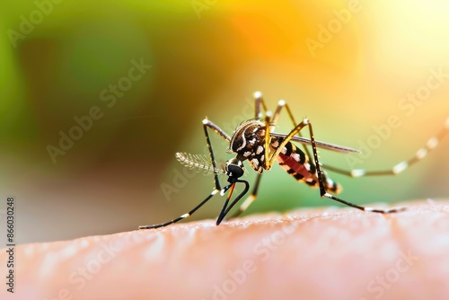 Photo of a mosquito bites arm, white background,Dengue fever, Generative AI © Akarat Phasura