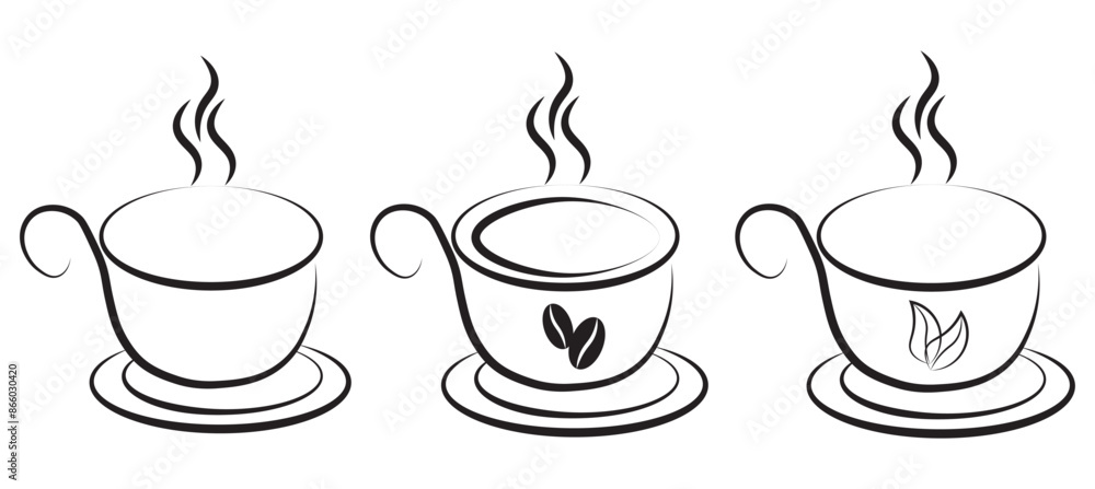 Black Coffee cup icons set and white background eps10 Black Coffee cup icons set and white background eps10