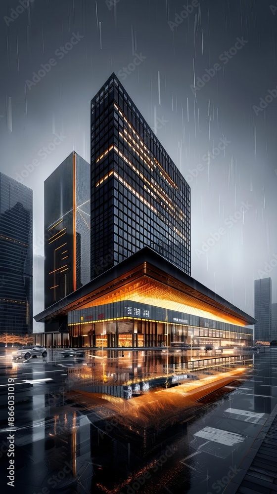 Asian stock exchange building with stormy sky background, Asia stocks falter, market volatility Asian stock exchange building with stormy sky background, Asia stocks falter, market volatility