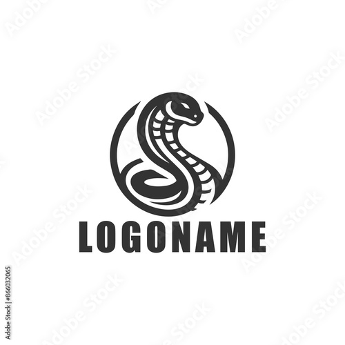 cobra snake logo black white vector design