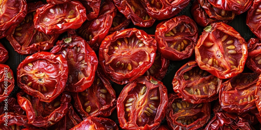 Tomato Sundried. Closeup of Dehydrated Red Tomatoes, Delicious Food Ingredient Tomato Sundried. Closeup of Dehydrated Red Tomatoes, Delicious Food Ingredient