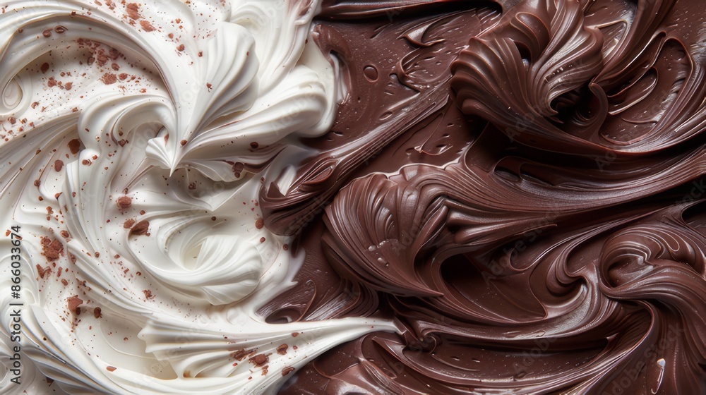 Elegant swirls of rich chocolate mixed with creamy white, creating a luxurious and enticing texture Elegant swirls of rich chocolate mixed with creamy white, creating a luxurious and enticing texture