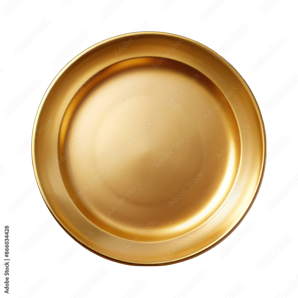 Empty gold plate top view isolated on transparent background Empty gold plate top view isolated on transparent background