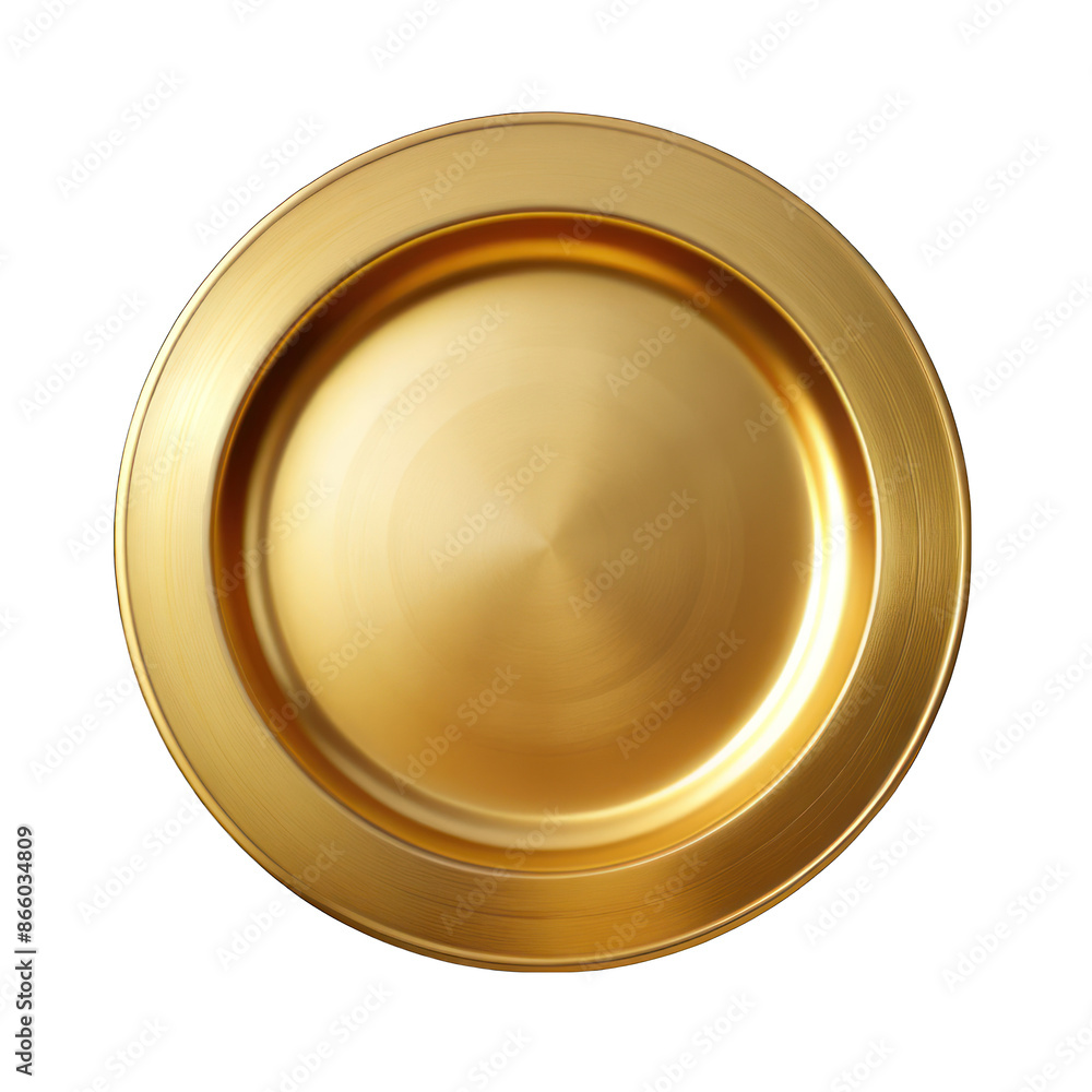 Empty gold plate top view isolated on transparent background Empty gold plate top view isolated on transparent background