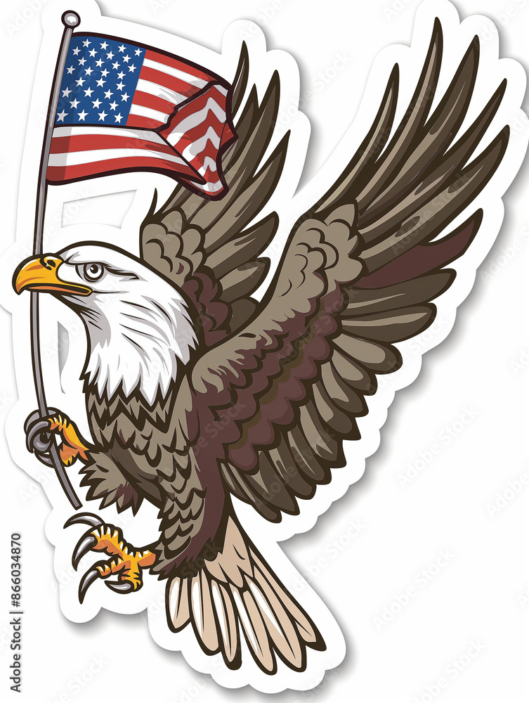 Obraz premium illustration of an eagle and american flag for clothing design, white background