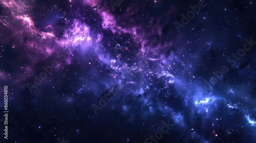 Blue Purple Galaxy. Nebula and Stars in Night Sky. Space Background of the Universe photo