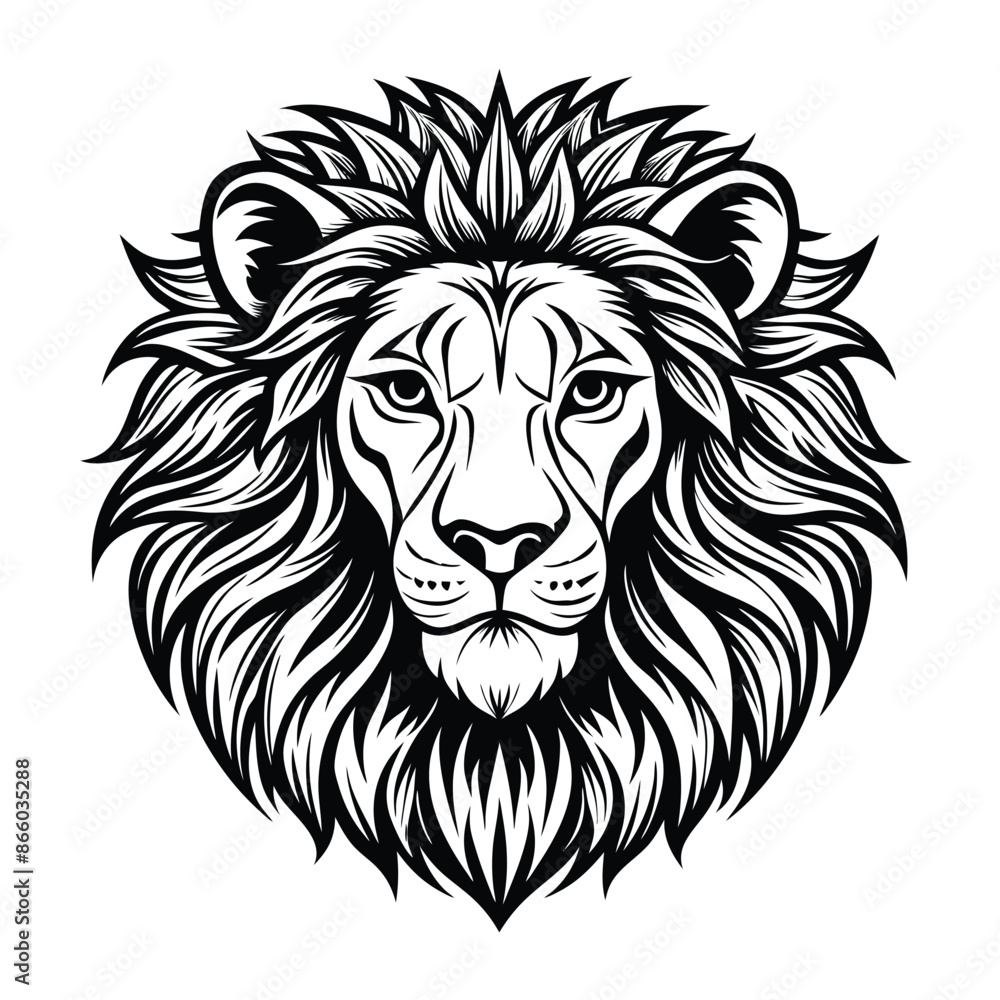 Fototapeta premium lion head handrawn vector illustration
