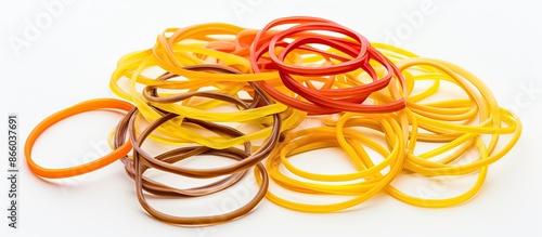 Rubber bands set against a ...