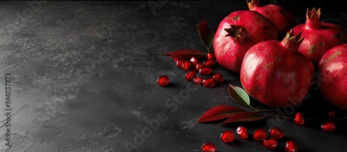 Table with ripe pomegranate...