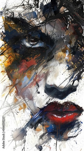 23 Expressive face with intense emotion bold strokes photo