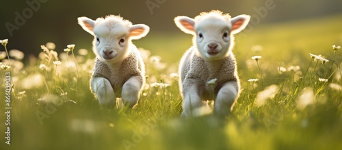 Adorable baby lambs frolick...