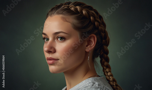 An adult woman with braided hair, Clean Background photo