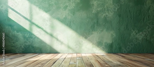 green empty room with woode...