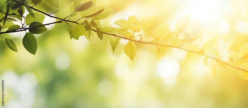 Fototapeta premium A background featuring blurred foliage and summer sunlight, ideal for text or advertisements with plenty of copy space image.