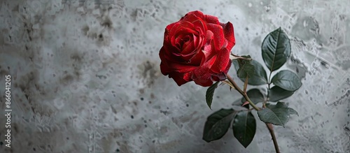 A single red rose blooming ...