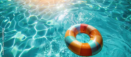 Colorful pool float driftin...