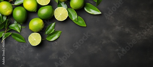 Top view of fresh ripe lime...