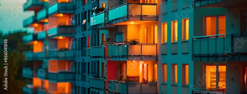 close-up of a residential building in the evening 4K Video