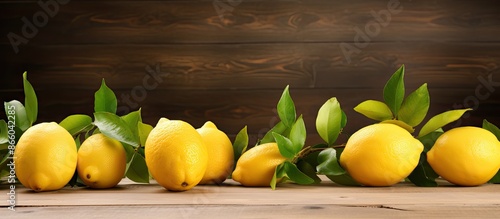Ripe lemons on a wooden tab...