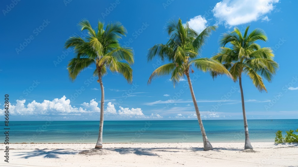 Palm No. Deserted Sandy Beach with Palm Trees on a Sunny Day in Key West Florida Palm No. Deserted Sandy Beach with Palm Trees on a Sunny Day in Key West Florida