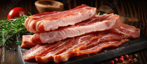 Fresh bacon slices, a delic...