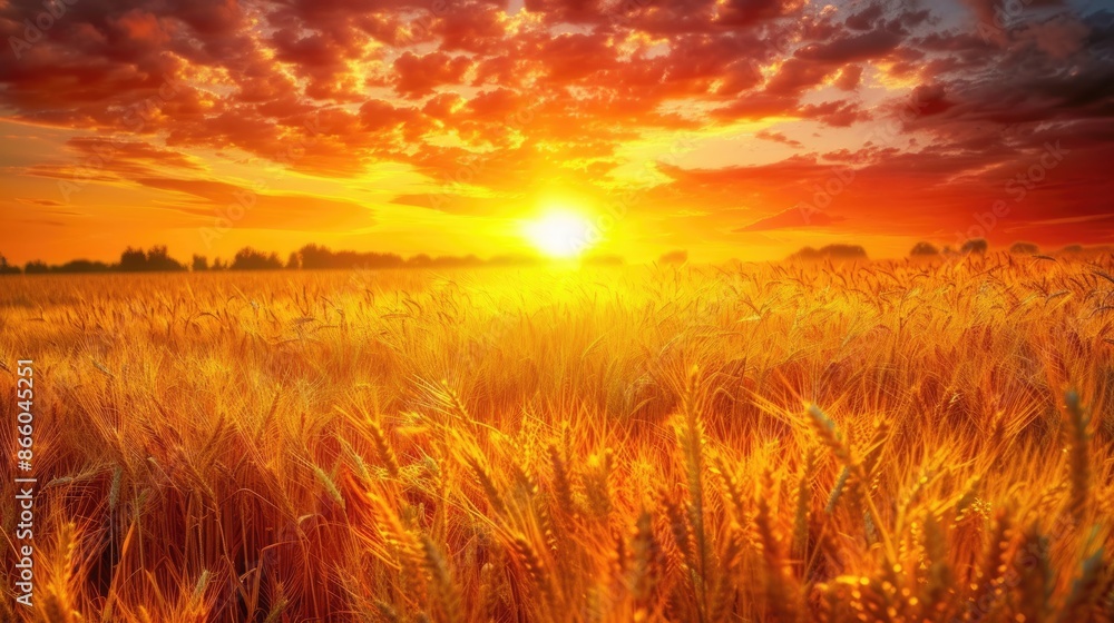 Wheatfield Sunset. Tranquil Nature Scene of Harvested Farm Wheatfield at Warm Sunset Wheatfield Sunset. Tranquil Nature Scene of Harvested Farm Wheatfield at Warm Sunset