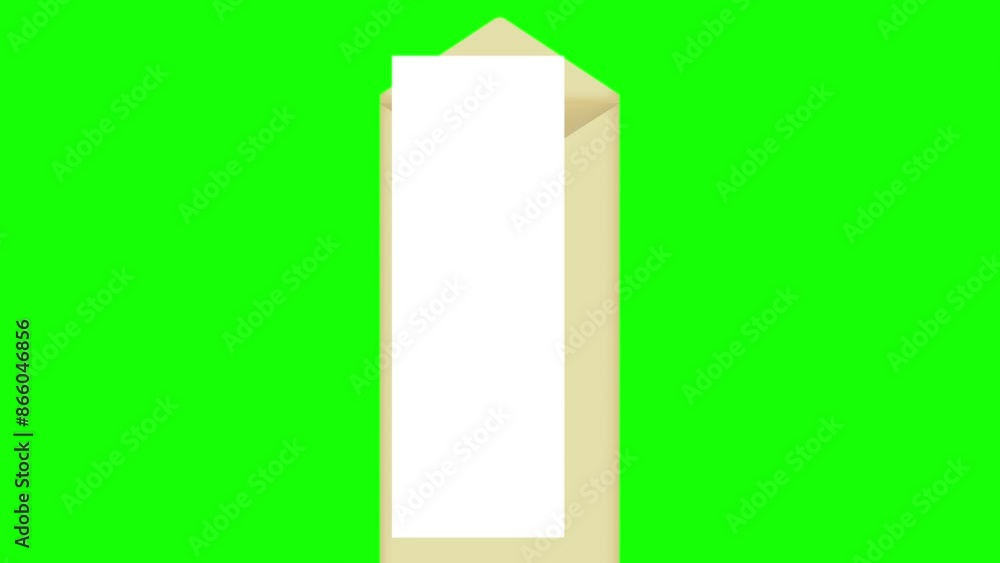 4K animation of opening an envelope and opening the paper inside ( green background for chroma key ) 4K animation of opening an envelope and opening the paper inside ( green background for chroma key )