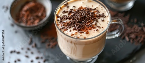 Latte coffee topped with ch...