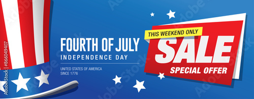 Fourth of July sale banner vector illustration
